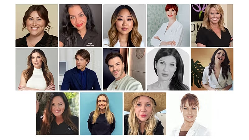Collage of diverse smiling professionals in various settings.