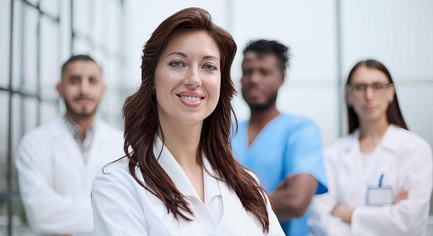Healthcare professionals posing for a group photo.