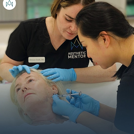 Nurses performing aesthetic treatment on a patient.