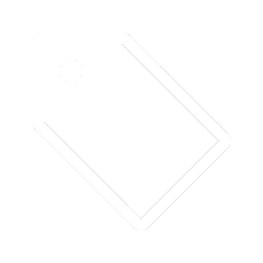 White price tag icon on black background